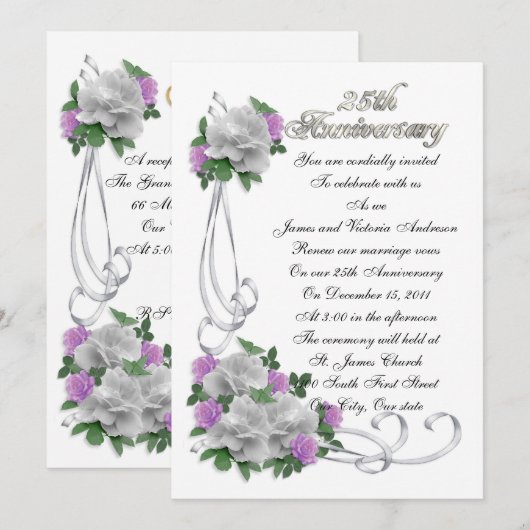 25-jarig jubileum gelofte vernieuwing elegante wit kaart (Voorkant / Achterkant)