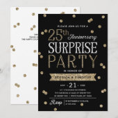 25-jarig jubileum Glitter Confetti Surprise Party Kaart (Voorkant / Achterkant)