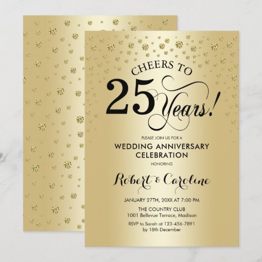 25-jarig jubileum - Goud Zwart Kaart (Voorkant / Achterkant)