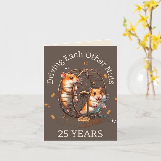 25-jarig jubileum hamsters Rijden met elkaar noten Kaart (Gele Bloem)