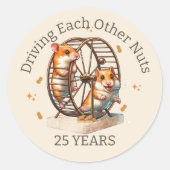 25-jarig jubileum hamsters Rijden met elkaar noten Ronde Sticker (Voorkant)