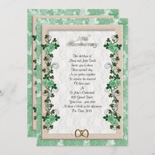 25-jarig jubileum hernieuwing Iers roos Kaart (Voorkant / Achterkant)