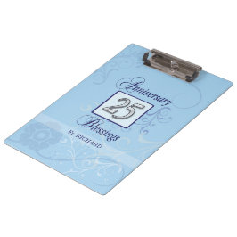 25-jarig jubileum in blauw en zilver klembord
