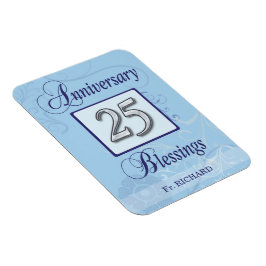25-jarig jubileum in blauw en zilver magneet