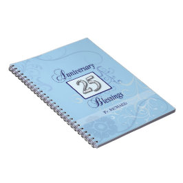 25-jarig jubileum in blauw en zilver notitieboek