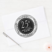 25-jarig jubileum in zilverkleurig metaal en zwart ronde sticker (Envelop)