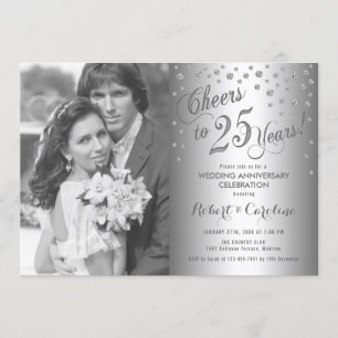 25-jarig jubileum met foto - diamant zilver kaart
