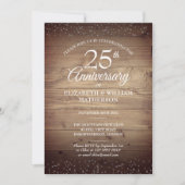 25-jarig jubileum Rustic Wood Silver Stardust Kaart (Voorkant)