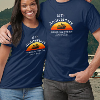 25-jarig jubileum Sunset Cruise personaliseer T-Sh T-shirt