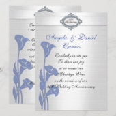 25-jarig jubileum Uitnodiging blauwe calla lelies (Voorkant / Achterkant)