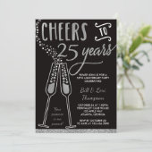 25-jarig jubileum uitnodiging, Nep glitters/foils Kaart (Staand voorkant)