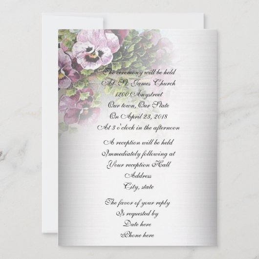 25-jarig jubileum Uitnodiging soft pansies (Achterkant)