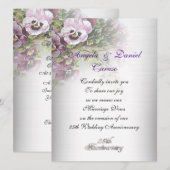 25-jarig jubileum Uitnodiging soft pansies (Voorkant / Achterkant)