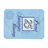 25-jarig jubileum Zilveren cijfer op blauw Magneet (Horizontaal)