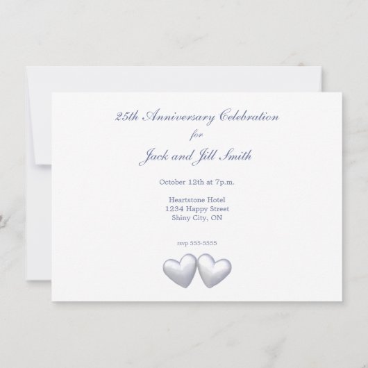 25-jarig jubileum Zilveren Harten Kaart (Achterkant)