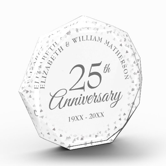 25-jarig jubileum Zilveren Hartjes Confetti Fotoblokken (Links)