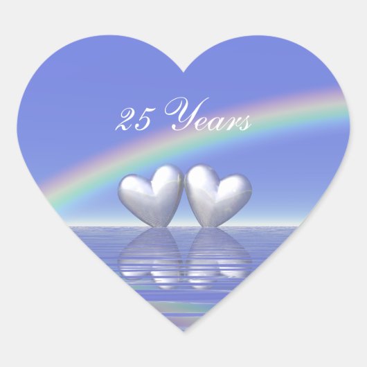 25-jarig jubileum Zilveren Hartjes Hart Sticker (Voorkant)