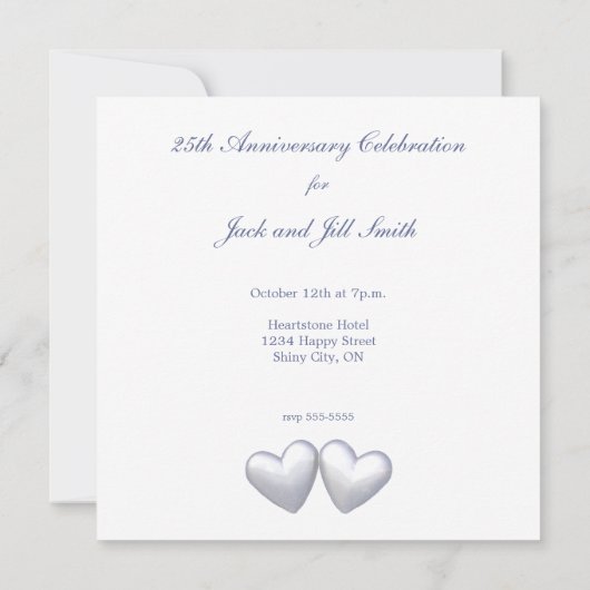 25-jarig jubileum Zilveren Hartjes Kaart (Achterkant)