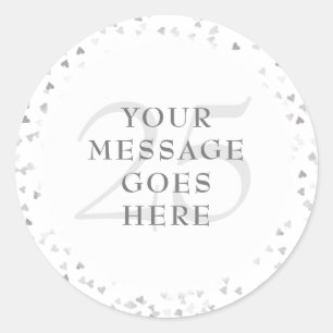 25-jarig jubileum Zilveren Hartjes Ronde Sticker