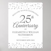 25-jarig jubileum Zilveren Love Hearts Welkom Bord Poster (Voorkant)