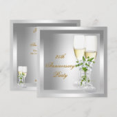 25-jarig jubileumfeest Goud Zilver Bloem Kaart (Voorkant / Achterkant)