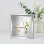 25-jarig jubileumfeest Goud Zilver Bloem Kaart (Staand voorkant)