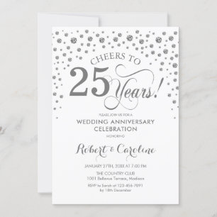 25-jarig jubileumfeest - Zilver Wit Kaart