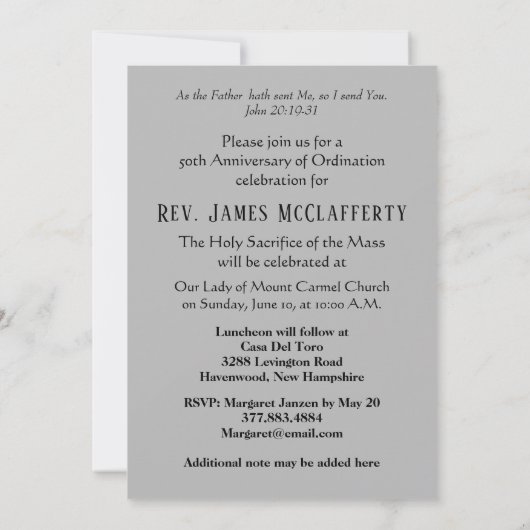 25-jarig priesterwijding jubileum kaart (Achterkant)