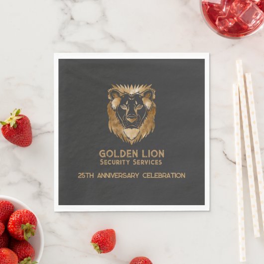 25 Jubileum Luxe Black Gold Lion Business Logo Servet (Insitu)