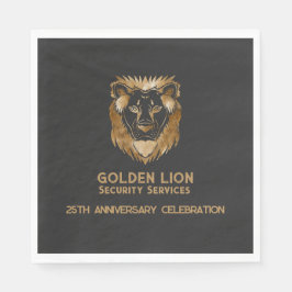 25 Jubileum Luxe Black Gold Lion Business Logo Servet