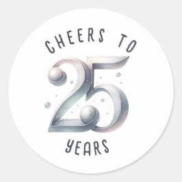 25 Jubileum of Verjaardag Waterverf Ronde Sticker