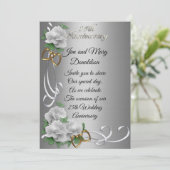 25 Jubileum uitnodiging elegante witte rozen (Staand voorkant)