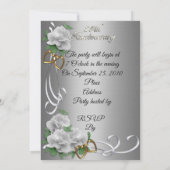 25 Jubileum uitnodiging elegante witte rozen (Achterkant)
