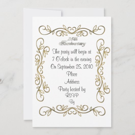 25 Jubileum uitnodiging witte rozen zilversatin (Achterkant)