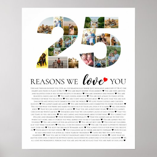 25 jubileumredenen waarom we van je houden poster (Voorkant)