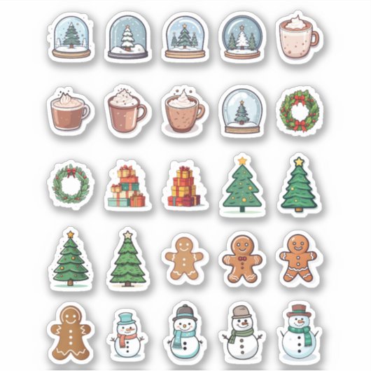25 kerst op maat gesneden vinyl stickers (Voorkant)