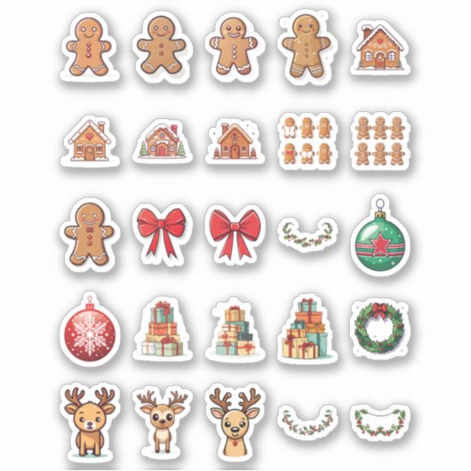 25 kerst op maat gesneden vinyl stickers (Voorkant)