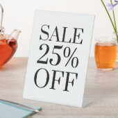 25% korting op verkoop teken, tafelblad teller sig reclamebord met voetstuk (Insitu)