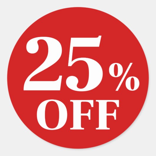 25% KORTING Rode Achtergrond Klassieke Ronde Stick Sticker (Voorkant)