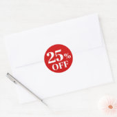 25% KORTING Rode Achtergrond Klassieke Ronde Stick Sticker (Envelop)