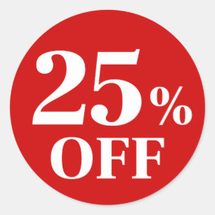 25% KORTING Rode Achtergrond Klassieke Ronde Stick Sticker