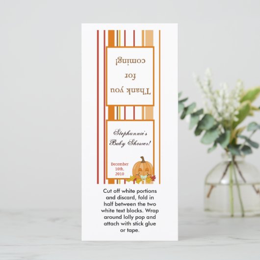 25 Lollipop Topper Herfst Herfst Pompoen Baby (Staand voorkant)