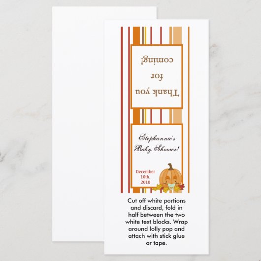 25 Lollipop Topper Herfst Herfst Pompoen Baby (Voorkant / Achterkant)