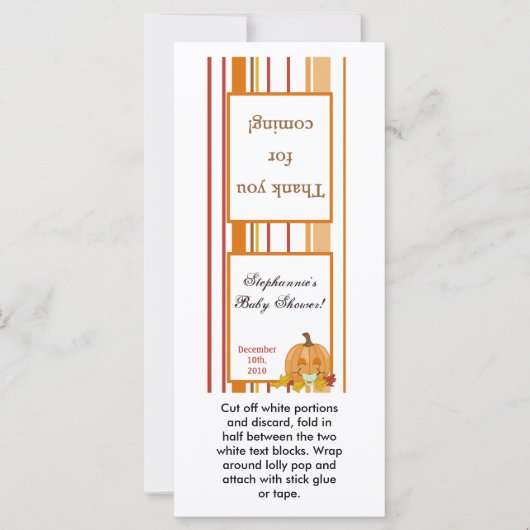 25 Lollipop Topper Herfst Herfst Pompoen Baby (Voorkant)