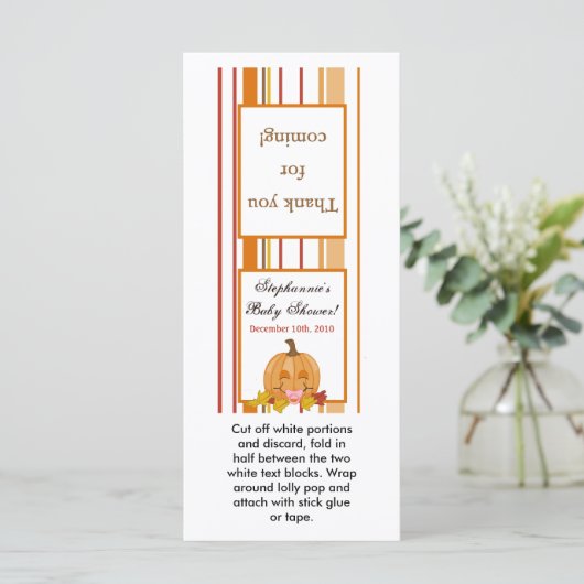 25 Lollipop Topper Herfst Herfst Pompoen Baby (Staand voorkant)
