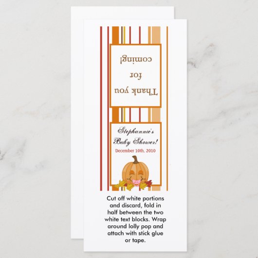 25 Lollipop Topper Herfst Herfst Pompoen Baby (Voorkant / Achterkant)