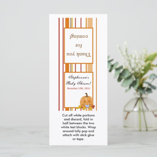 25 Lollipop Topper Herfst Herfst Pompoen Baby (Staand voorkant)