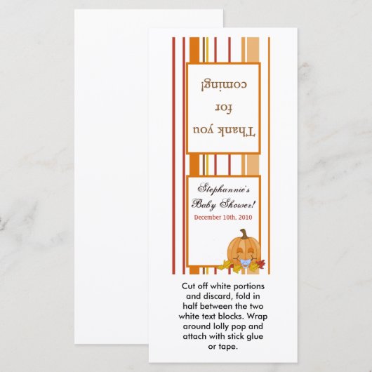 25 Lollipop Topper Herfst Herfst Pompoen Baby (Voorkant / Achterkant)