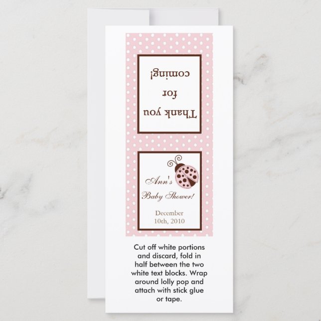 25 Lollipop Topper Pink Ladybug (Voorkant)