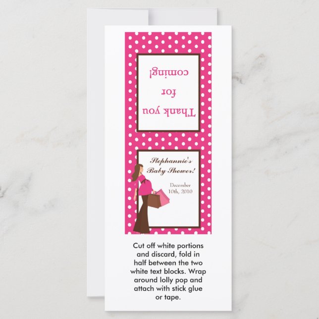 25 Lollipop Topper Roze Mod Mom Polka Dots (Voorkant)